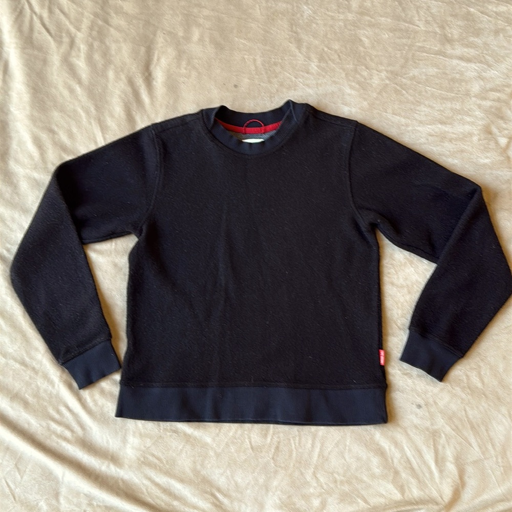 TOPO Designs black fleece/sherpa sweatshirt, women’s XS